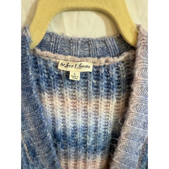 For Love and Lemons Celeste Cardigan Sweater Tie Dye Size Large Pink Blue - Picture 8 of 10